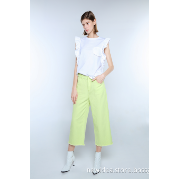 LADIES RUFFLED COTTON T-SHIRT